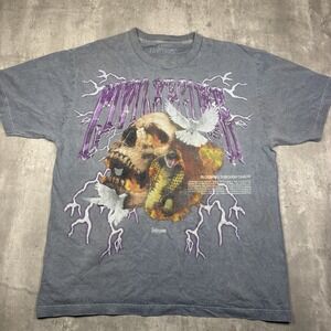 Civil Regime Blue Graphic Skull Snake T-Shirt Crew Neck Short Sleeve